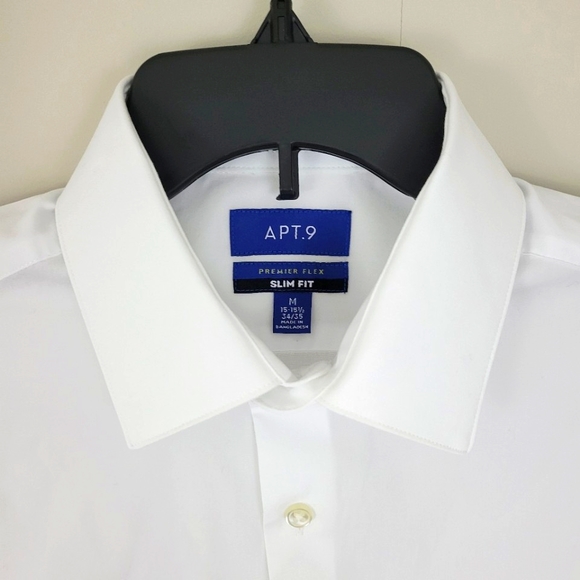 APT.9 Premier Flex Slim Fit Men's White Dress Shirt Size M -15-151/2"- 3… - Picture 4 of 10